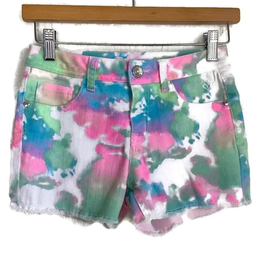 Justice Bubble Gum Tie Dye Denim Shorts Sz 12R